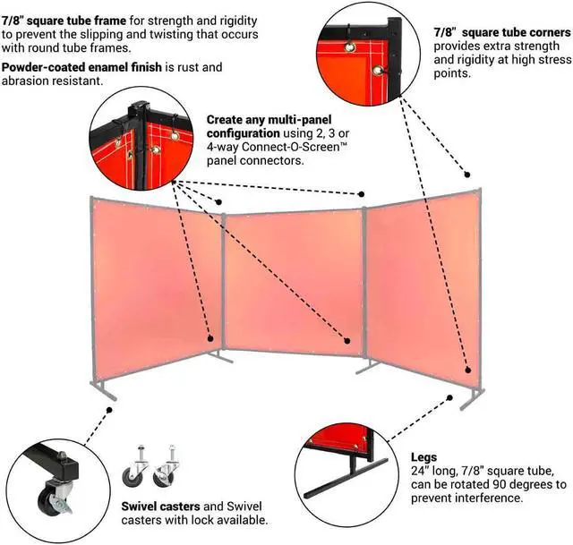 Alt view image 3 of 8 - STEINER 538-6X8 Welding Screen, Transparent Vinyl, 6 ft W., 6 ft. H., 13 oz/sq