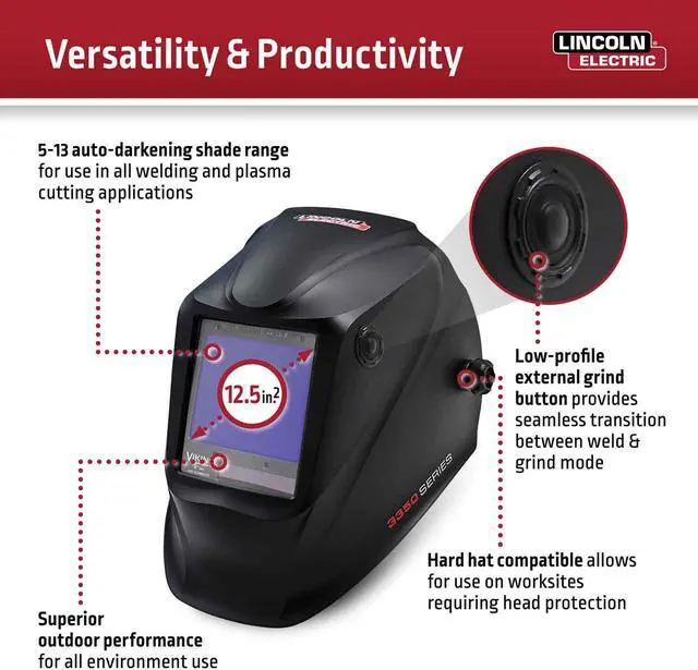Alt view image 4 of 4 - Lincoln Electric K3034-4 VIKING 3350 Auto Darkening Welding Helmet with 4C Lens Technology, Black