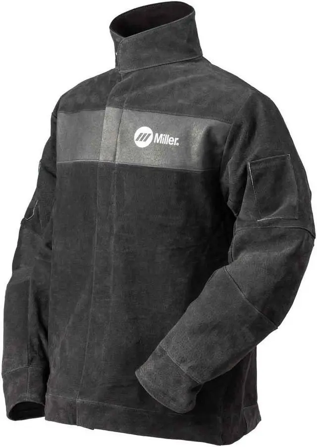 Alt view image 2 of 8 - MILLER ELECTRIC 273214 Welding Jacket,L,30" L,Gray,Leather
