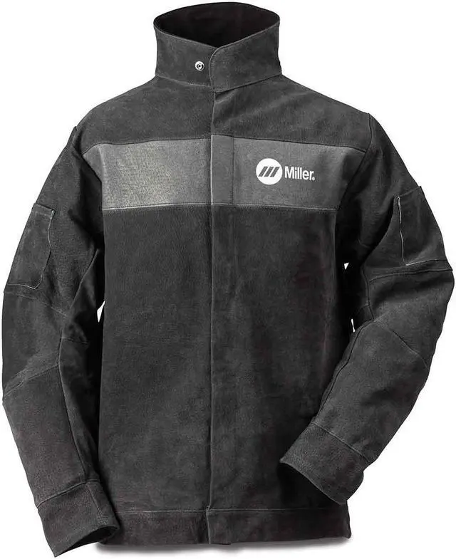 Alt view image 3 of 8 - MILLER ELECTRIC 273214 Welding Jacket,L,30" L,Gray,Leather