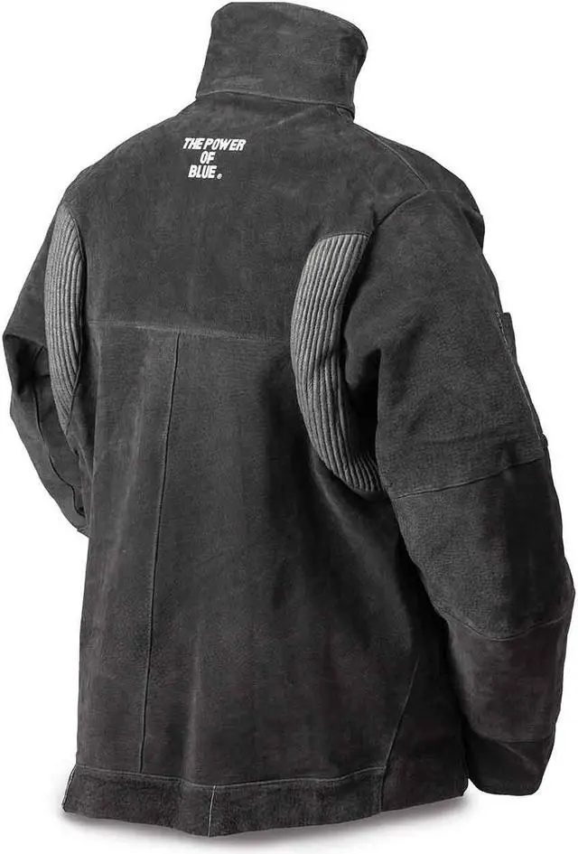 Alt view image 4 of 8 - MILLER ELECTRIC 273214 Welding Jacket,L,30" L,Gray,Leather