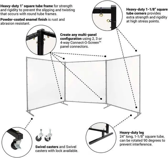 Alt view image 3 of 4 - STEINER 539HD-6X6 Welding Screen, Transparent Vinyl, 6 ft W., 6 ft H., 13 oz/sq
