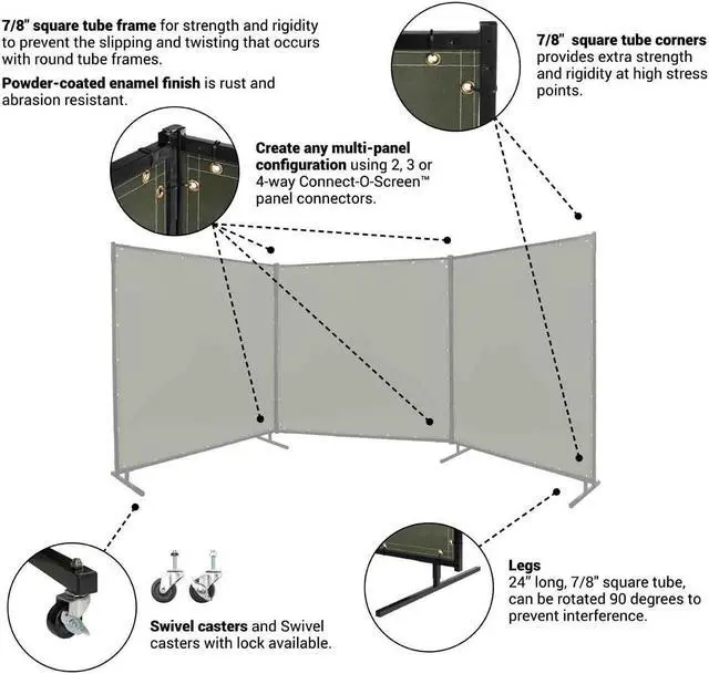 Alt view image 4 of 9 - STEINER 501-6X8 Welding Screen, Vinyl, 8 ft. W., 6 ft. H., 12 oz/sq yd, 350