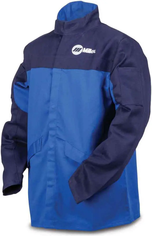 Alt view image 3 of 6 - MILLER ELECTRIC 258100 ArcArmor Welding Jacket,Royal/Nvy,Ctn INDURA,2XL