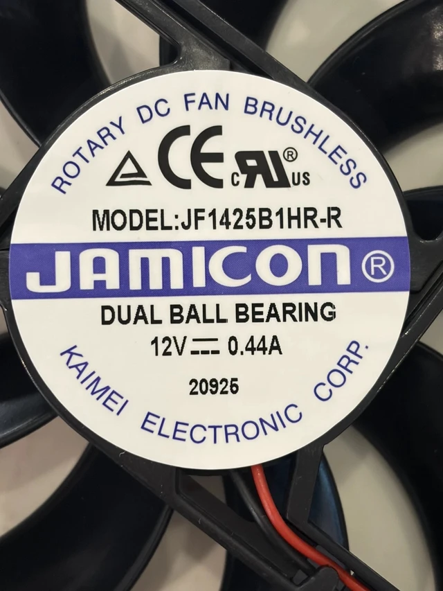Alt view image 6 of 6 - Jamicon JF1425B1HR-R 140mm 12V DC Dual Ball Bearing Cooling Fan 2-Wire