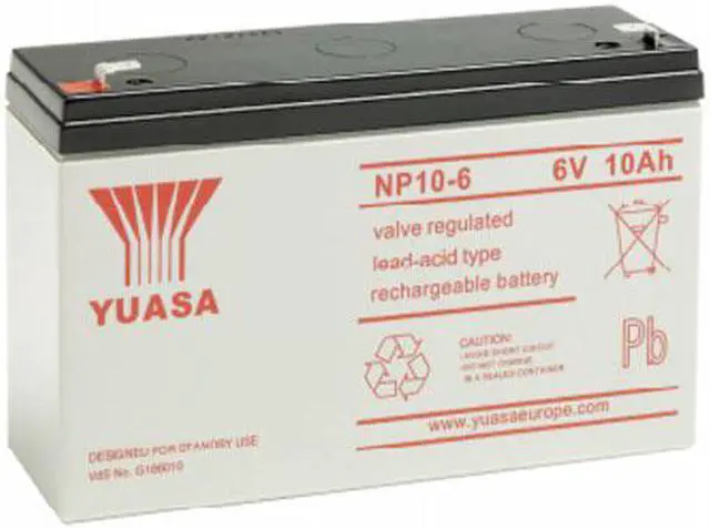 Main image of Yuasa NP10-6 6V/10AH Sealed Lead Acid Battery-F1 Terminal