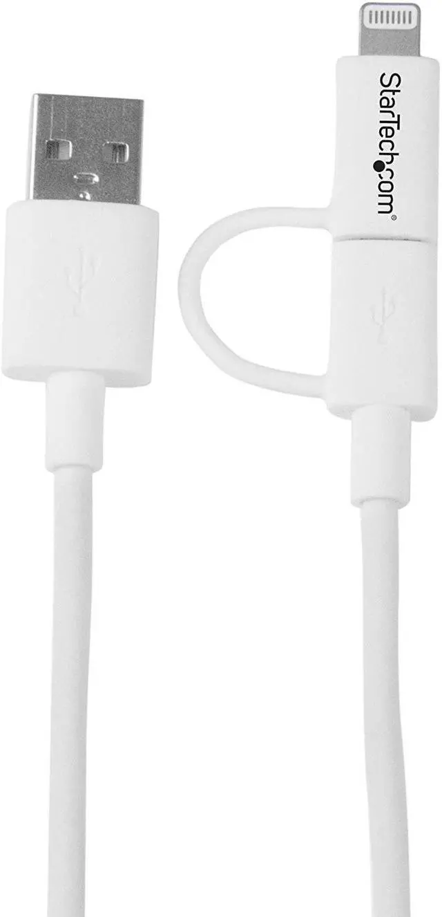 Alt view image 6 of 6 - StarTech.com LTUB1MWH White Apple Lightning or Micro USB to USB cable