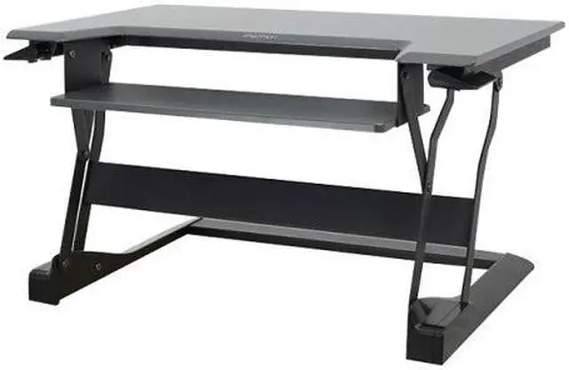Alt view image 6 of 20 - Ergotron 33-397-085 WorkFit-T, Standing Desk Workstation (Black with Grey Surface)