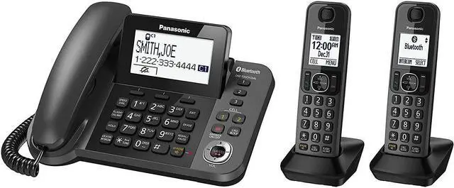 Alt view image 2 of 8 - PANASONIC KX-TGF382M Link2Cell Bluetooth Corded / Cordless Phone and Answering Machine with 2 Cordless Handsets