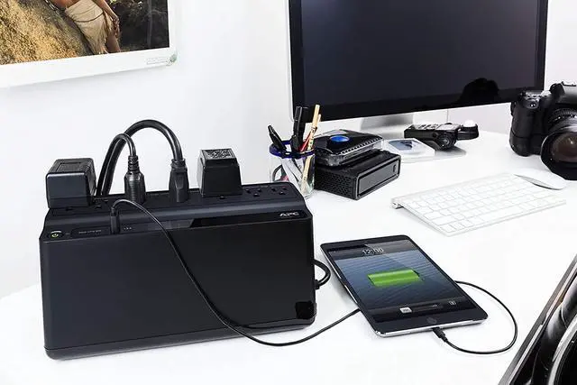 Alt view image 7 of 7 - APC UPS Battery Backup and Surge Protector, 600VA/330 Watts Backup Battery Power Supply, BE600M1 Back-UPS with USB Charger Port