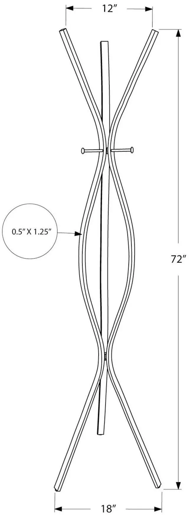 Alt view image 5 of 11 - Monarch Specialties I 2015 Silver Metal Contemporary 72 in. Coat Rack