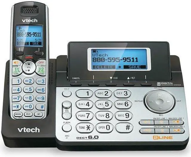Alt view image 3 of 12 - vtech ds6151-2 2 handset 2-line cordless phone system for home or small business with digital answering system & mailbox on eac