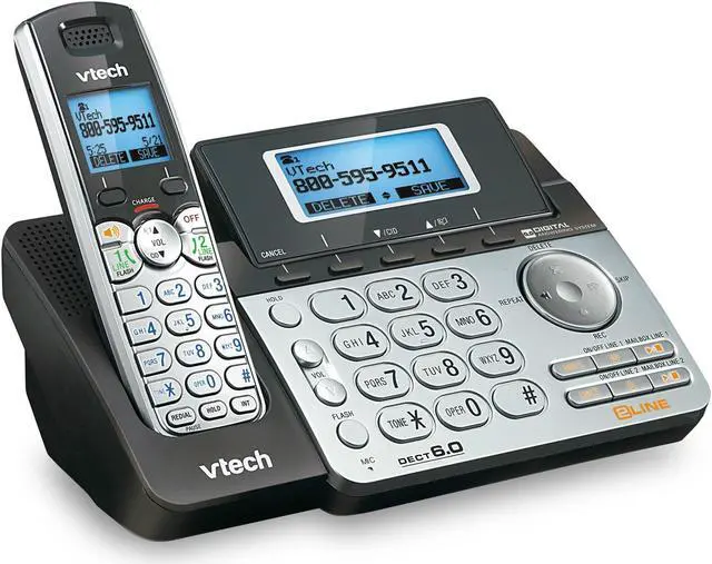 Alt view image 4 of 12 - vtech ds6151-2 2 handset 2-line cordless phone system for home or small business with digital answering system & mailbox on eac