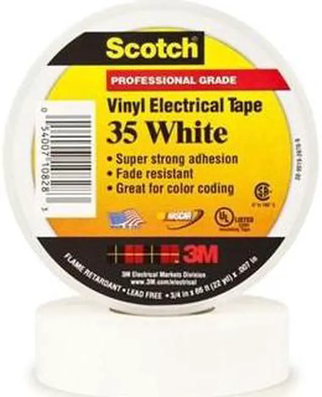 Alt view image 7 of 11 - Scotch #35 White Pro Vinyl Electrical Tape 3/4" x 66ft