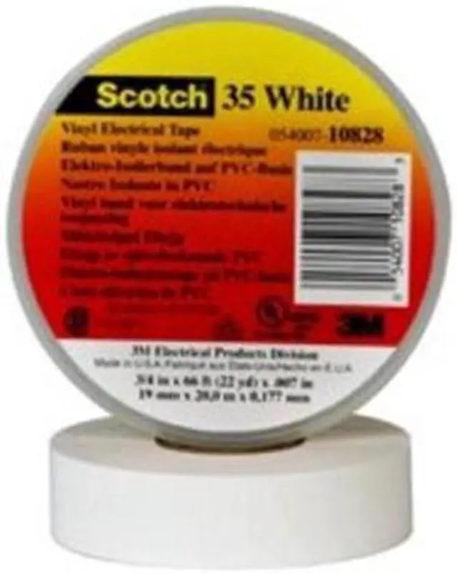 Alt view image 8 of 11 - Scotch #35 White Pro Vinyl Electrical Tape 3/4" x 66ft
