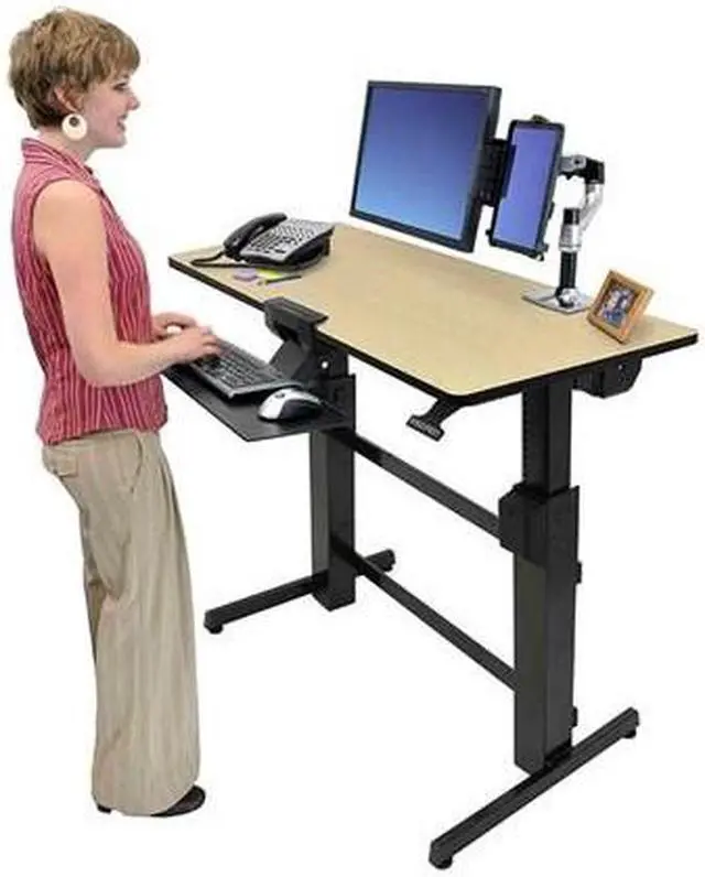 Alt view image 8 of 14 - Ergotron 24-271-928 WorkFit-D, Sit-Stand Adjustable-Height Desk - Birch Surface
