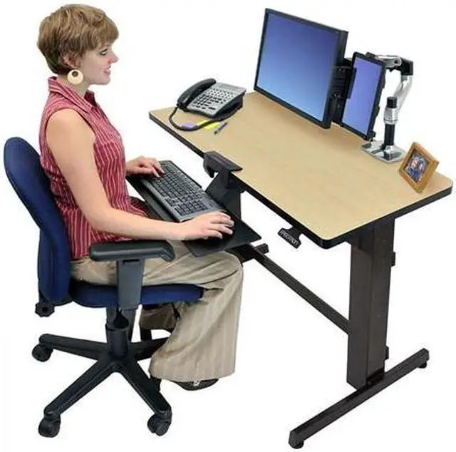 Alt view image 6 of 14 - Ergotron 24-271-928 WorkFit-D, Sit-Stand Adjustable-Height Desk - Birch Surface