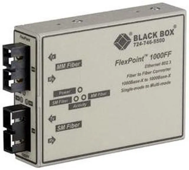 Alt view image 7 of 7 - Black Box Network Services LMC1001A FlexPoint 1000 Mbps Fiber-to-Fiber Mode Converter