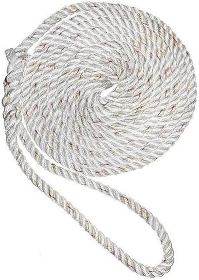 Alt view image 9 of 10 - New England Ropes 3/8" X 15' Premium Nylon 3 Strand Dock Line - White w/Tracer