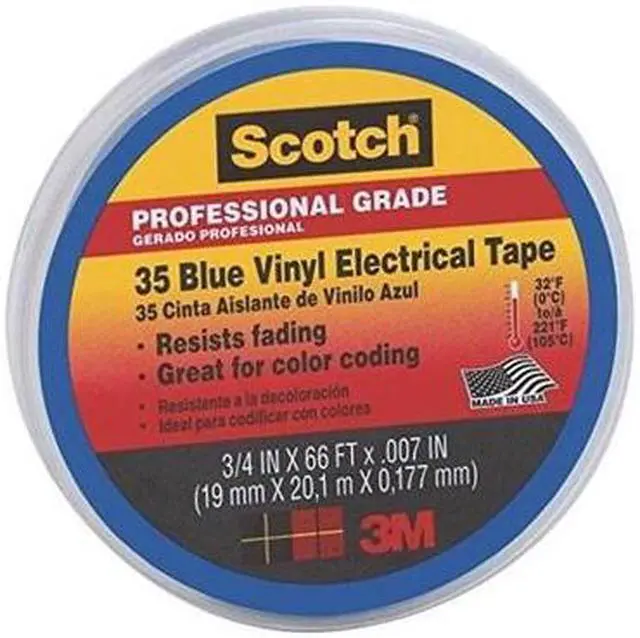 Alt view image 12 of 13 - 3M Scotch 35 Vinyl Electrical Color Coding Tape 3/4" x 66ft Blue 10836 - OEM