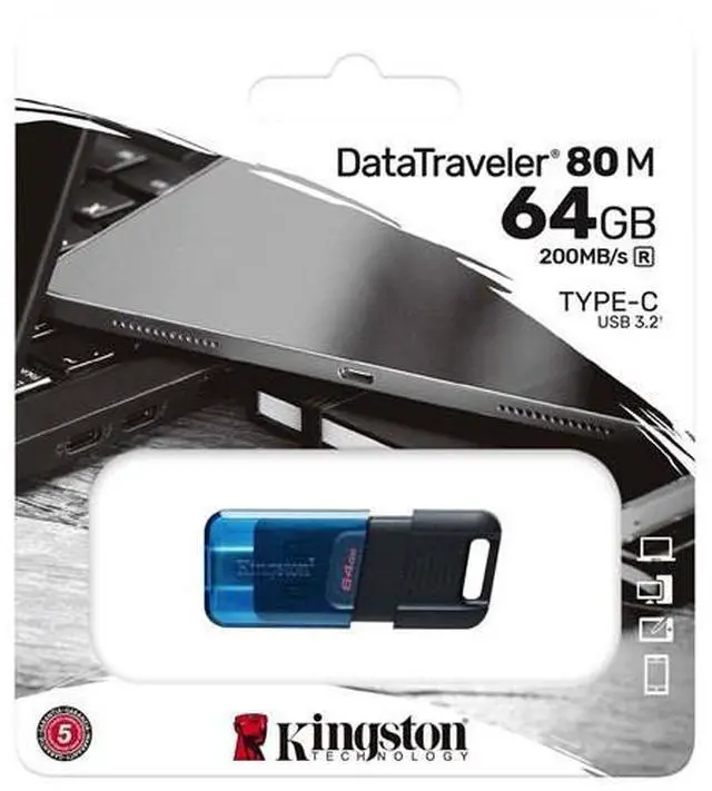 Alt view image 2 of 20 - Kingston DataTraveler 80 M USB-C Flash Drive 64GB, USB 3.2 Gen 1, DT80M/64GB