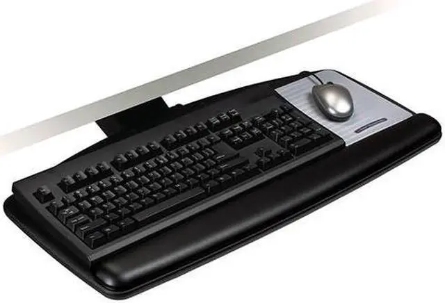 Alt view image 12 of 20 - 3M Knob Adjust Keyboard Tray With Highly Adjustable Platform Black AKT80LE