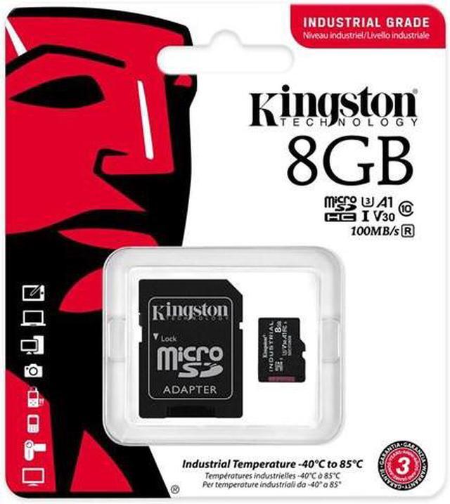 Alt view image 14 of 14 - Kingston 8GB Industrial microSD UHS-I U3 V30 A1 Memory Card, Includes SD adapter SDCIT2/8GB