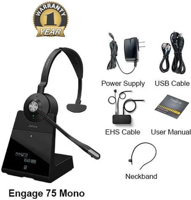 Alt view image 3 of 3 - Jabra Engage 75 Mono Wireless Headset with EHS Avaya 14201-35