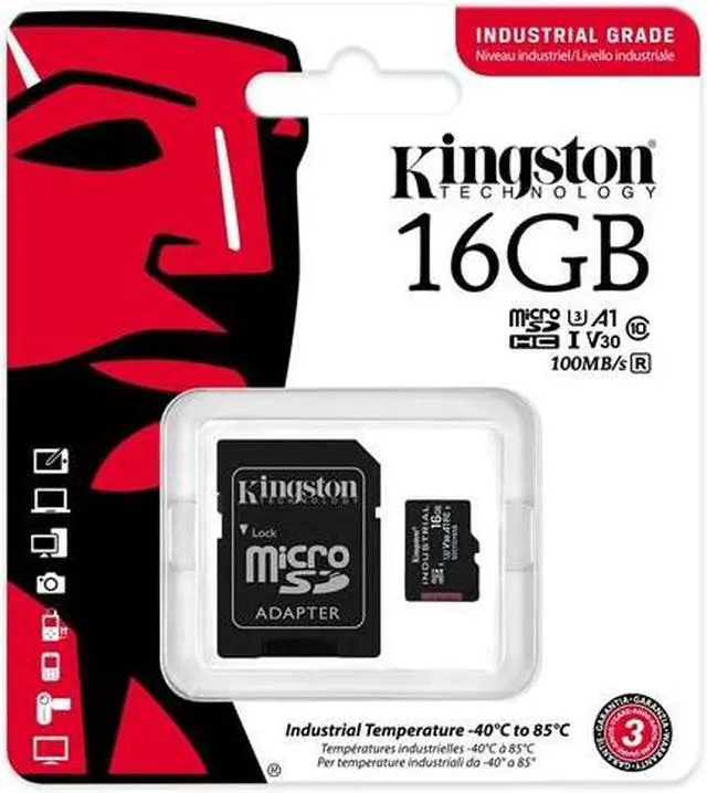 Alt view image 17 of 20 - Kingston 16GB Industrial microSD UHS-I U3 V30 A1 Memory Card, Includes SD adapter SDCIT2/16GB