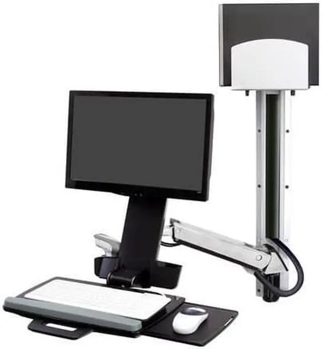 Alt view image 10 of 13 - Ergotron StyleView Sit-Stand Combo System With Medium Silver CPU Holder - Mounting kit (articulating arm, wall track mou