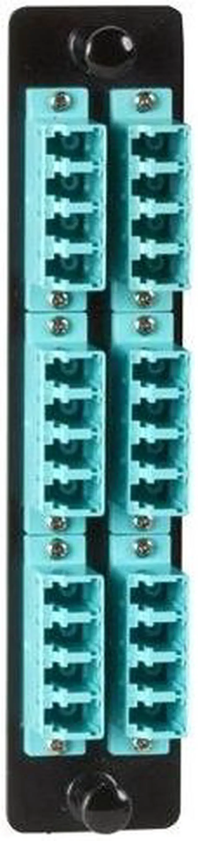Main image of Black Box JPM468C Black Box High-Density Adapter Panel, Ceramic Sleeves, (12) LC Duplex Pairs, Aqua - 12 Port(s) - 12 x LC Port(s) - Aqua