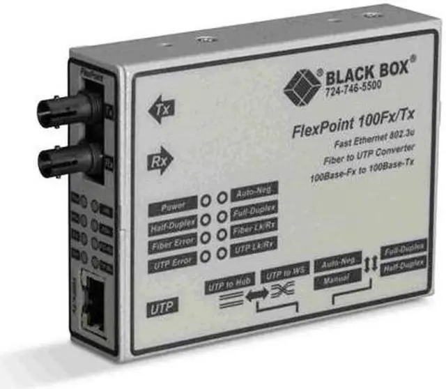 Alt view image 4 of 4 - Black Box FlexPoint 100BASE-TX to 100BASE-FX Media Converter