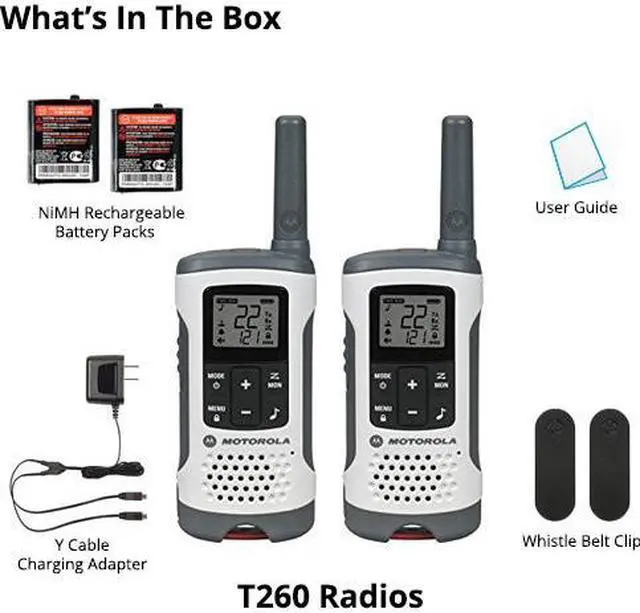 Alt view image 15 of 20 - Motorola T260 Two-Way Radio - 37KM Model + NOAA Rechargeable  (Dual Pack)