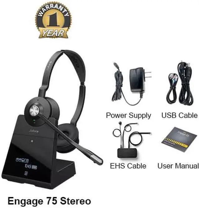 Alt view image 3 of 3 - Jabra Engage 75 Stereo Headset perfect for Teams & Zoom Meetings w/ EHS Avaya 14201-35