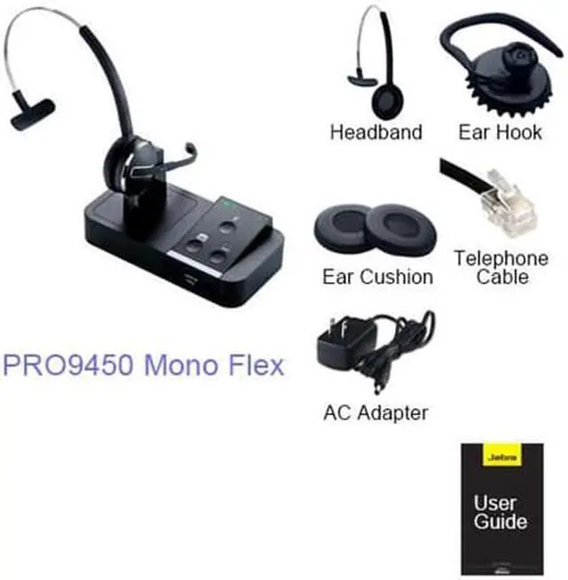 Alt view image 4 of 5 - Jabra PRO 9450 Flex Mic Mono Wireless Headset w/ PeakStop Technology