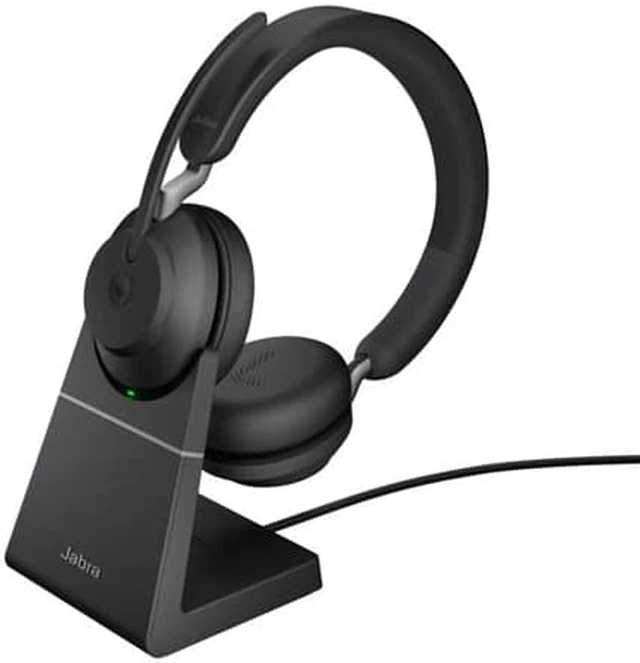 Alt view image 3 of 5 - Jabra Evolve2 65 MS Stereo Headset with Charging Stand USB-C-Black Evolve2 65 MS Stereo Wireless Headset