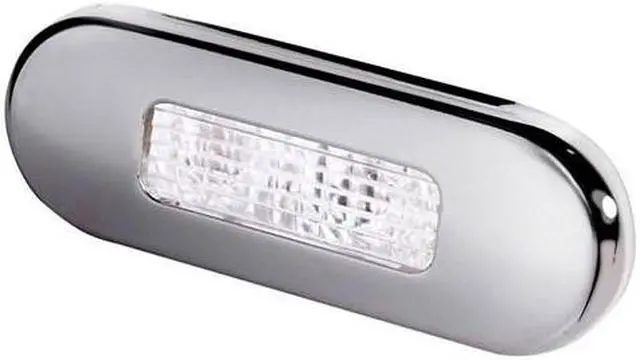 Alt view image 3 of 4 - Hella Marine Surface Mount Oblong LED Courtesy Lamp - White LED - Stainless Steel Bezel