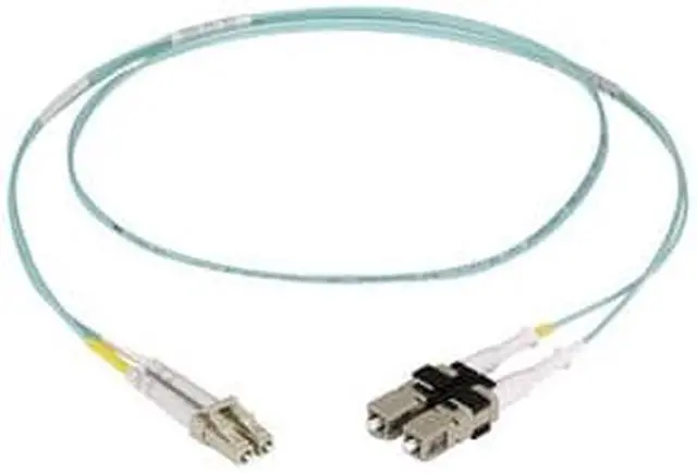 Alt view image 7 of 11 - OM3 50/125 MULTIMODE FIBER OPTIC PATCH CABLE - OFNR PVC, LC TO LC, AQUA, 1-M (3.