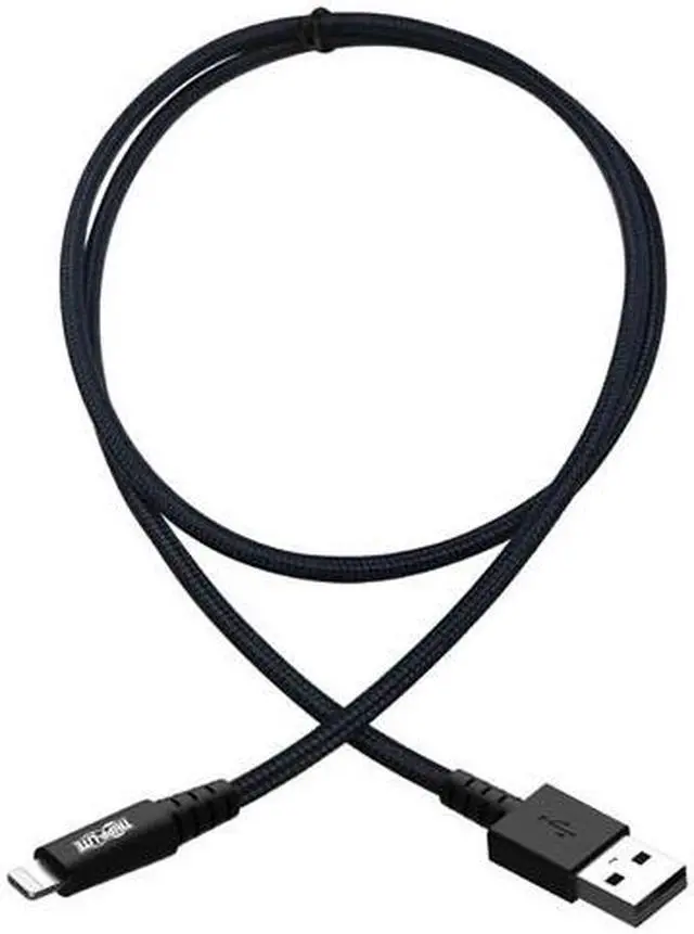 Alt view image 12 of 14 - Tripp Lite M100-001-GY-MAX Heavy-Duty USB Sync / Charge Cable with Lightning Connector - M/M, USB 2.0, UHMWPE and Aramid Fibers, Gray, 1 ft. (0.3 m)