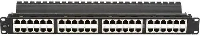 Alt view image 9 of 10 - Black Box JPM816A-HD CAT6 Patch Panel - Feed-Through, High-Density, 1U, Shielded, 48-Port