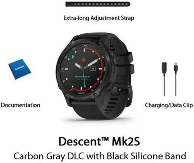 Alt view image 12 of 14 - Garmin Descent Mk2S, Smaller-Sized Watch-Style Dive Computer, Multisport Training/Smart Features, Gray with Black Silicone Band, (010-02403-03)
