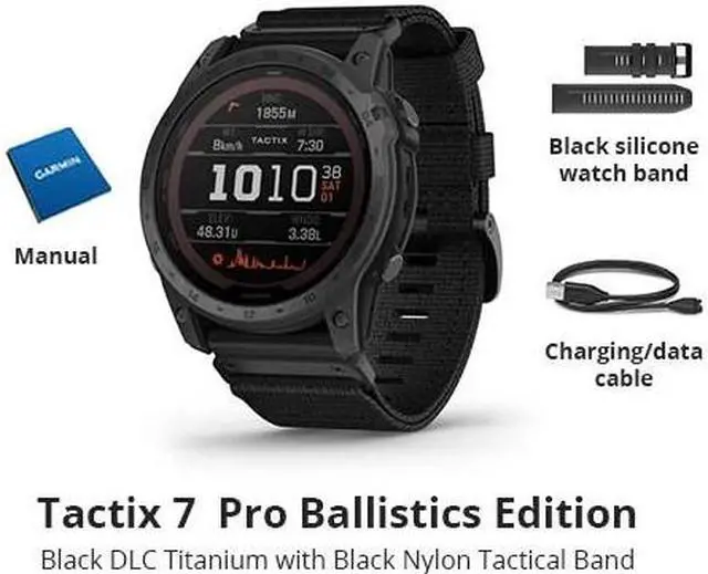 Alt view image 11 of 11 - Garmin Tactix 7 Pro Ballistics Solar Edition Tactical GPS Smartwatch, Nylon Band