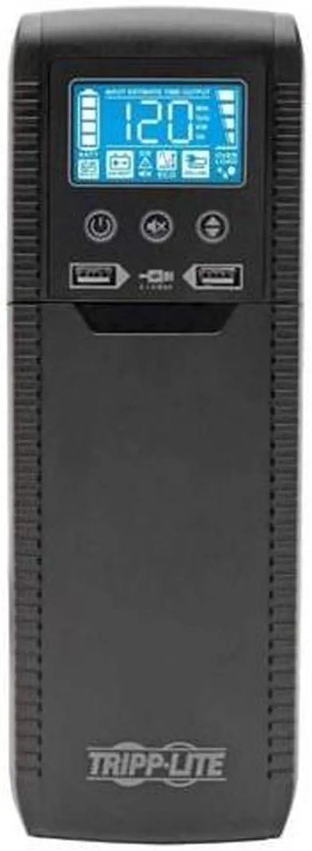 Alt view image 20 of 20 - Tripp Lite 1000 VA 600 Watts ECO-Friendly UPS Battery Backup, AVR Protection, LCD Display, Line-Interactive, 8 Outlets and 2 USB Charging Ports, 120V, Tel Protection (ECO1000LCD)