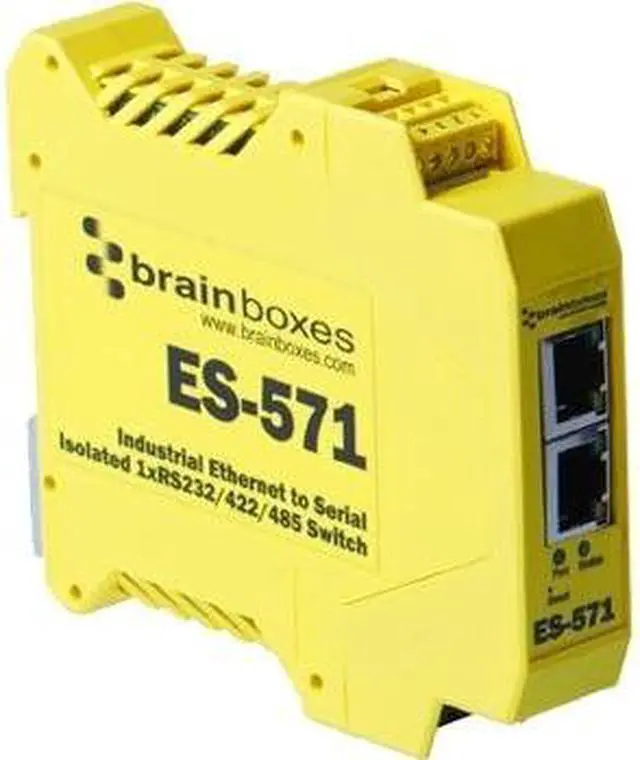 Alt view image 4 of 8 - Brainboxes ES-571 Brainboxes Es-571 Industrial Isolated Ethernet to Serial + Switch - 1 x Network (RJ-45) - 1 x Serial Port - Fast Ethernet - Rail-mountable
