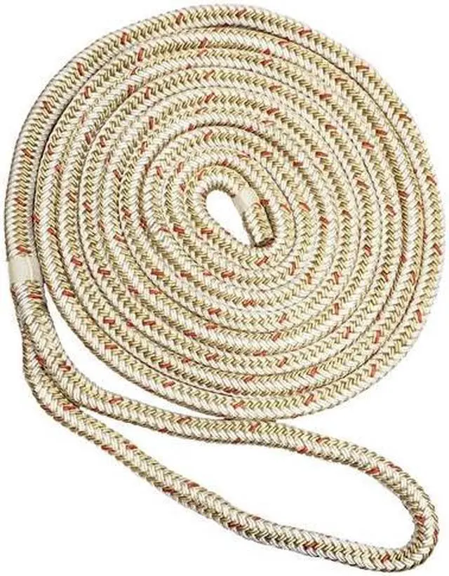 Main image of New England Ropes Double Braid Dock Line - White-Gold with Tracer - 35 Feet Double Braid Dock Line with Tracer - 35 Feet