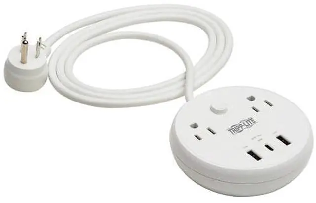 Alt view image 8 of 10 - Tripp Lite Safe-IT 57W 2-Outlet Surge Protector - 5-15R Outlets, 3 USB Ports, 8 ft. (2.4 m) Cord, 300 Joules, Antimicrobial Protection, TLP28PD57WCAM