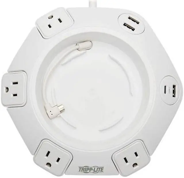 Alt view image 20 of 20 - Tripp Lite Conference Power Surge Protector TLP48USBCUFO - 4 NEMA 5-15R Outlets, USB-C & 3 USB-A Ports, Micro-USB, 8 ft. Cord