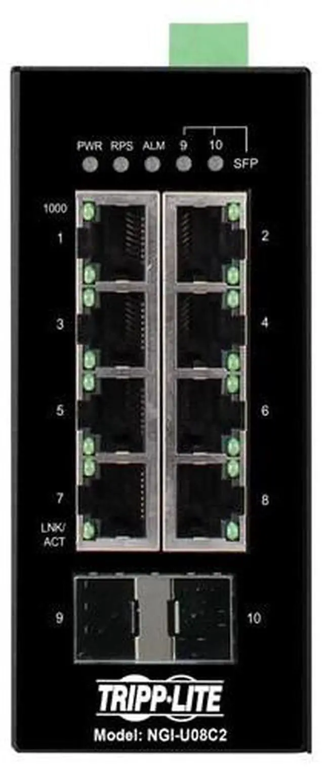 Alt view image 14 of 20 - Tripp Lite Ethernet Switch Unmanaged 8Port Industrial DIN Mount NGIU08C2