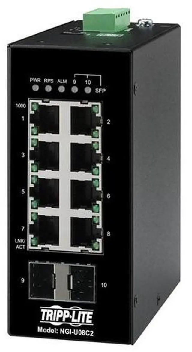 Alt view image 13 of 20 - Tripp Lite Ethernet Switch Unmanaged 8Port Industrial DIN Mount NGIU08C2
