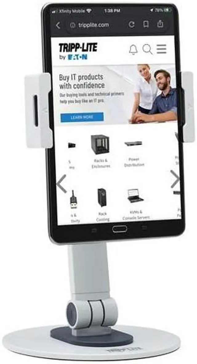 Alt view image 4 of 5 - Tripp Lite by Eaton Full-Motion Smartphone/Tablet Desktop Mount White DMTB413